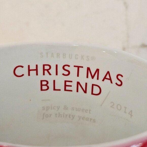 Starbucks Christmas Blend 2014 30th Anniversary Coffee Mug Mermaid 12 Oz Red - Picture 2 of 8